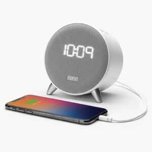 iHome Silver and White Wireless Charging Alarm Clock